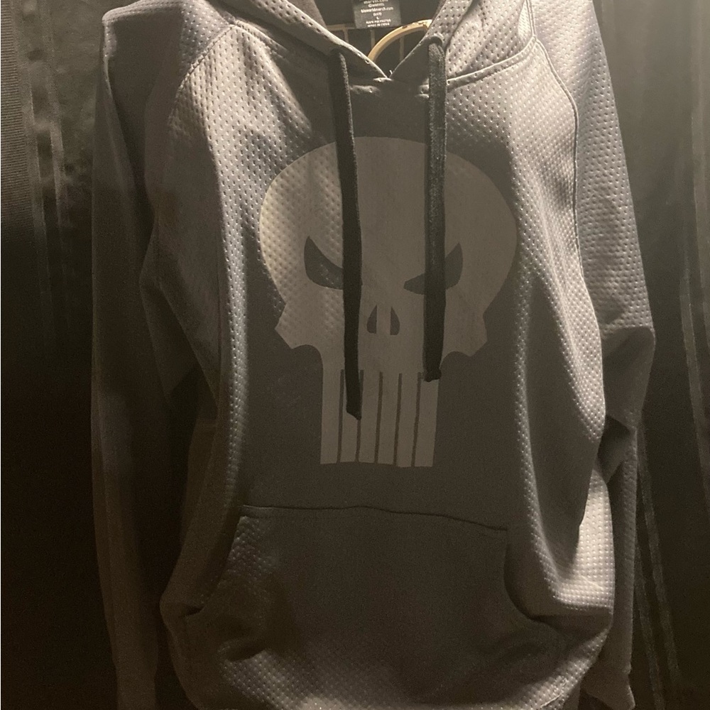 Marvel Gray Skull Graphic Hoodie Sweatshirt